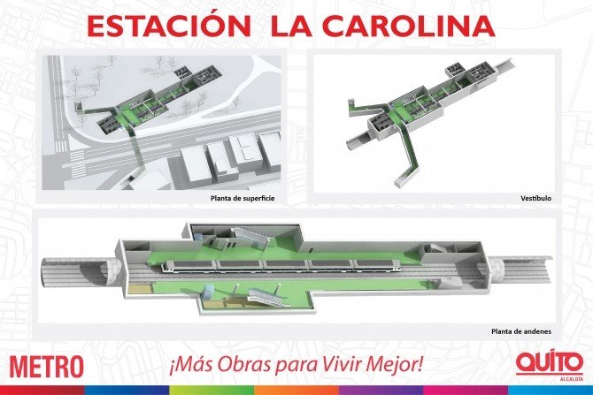 Las estaciones de Metro de Quito tienen un promedio de 150 metros de largo por 30 de ancho